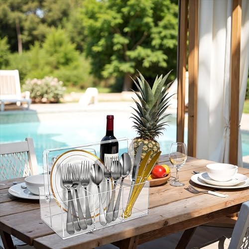 2 Pack Silverware Organizer, Paper Plate Holders, Cutlery and Flatware