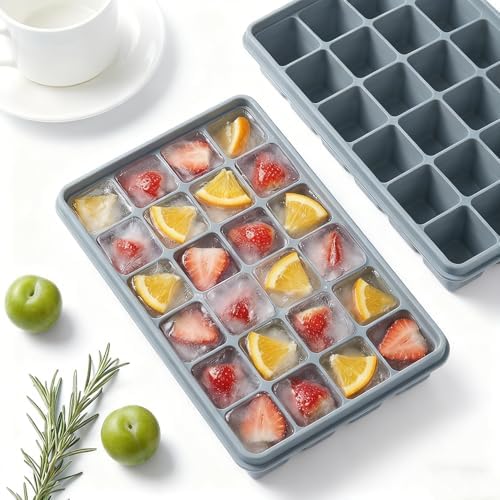 Silicone Ice Cube Trays with Lid, 4 Pack Easy Release Stackable Ice