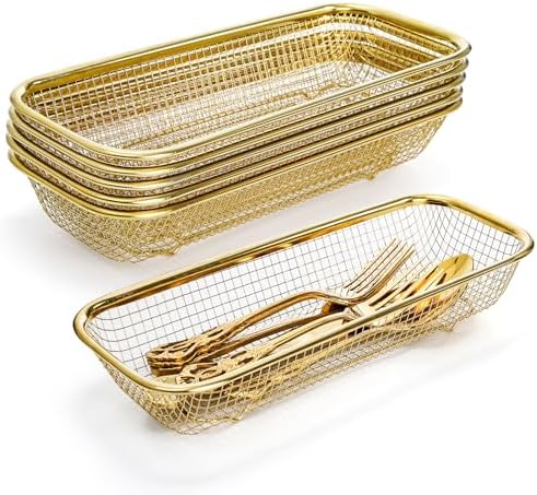 6 Pack Gold Stainless Steel Silverware Tray, 12 × 5 × 2IN