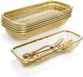 6 Pack Gold Stainless Steel Silverware Tray, 12 × 5 × 2IN