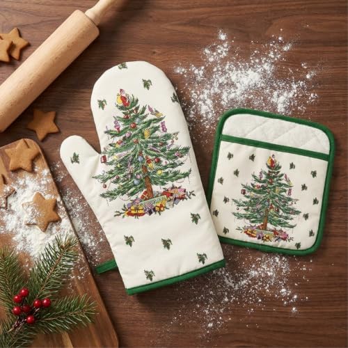 Spode Holiday Oven Mitt and Pot Holder Set, 2 Piece