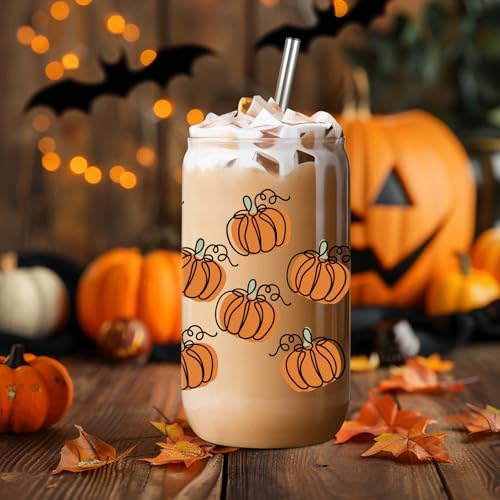 LEADO Pumpkin Cup - Fall Gifts, Halloween Glass Cup, Fall Basket