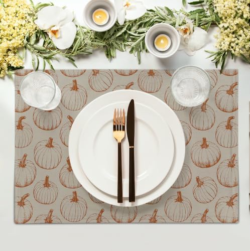 Fall Placemats Set of 4 Burnt Orange Pumpkin Place Mat Autumn