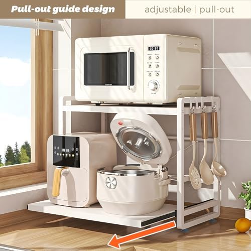 2-Tier Adjustable Microwave Rack, White