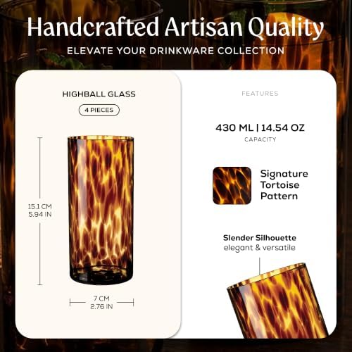 Joseph Sedgh Collection Tortoise Shell Highball Glass Set of 4