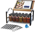 3 Tier Spice Rack Organizer with Bamboo Top Tablet Holder, 18 Spice