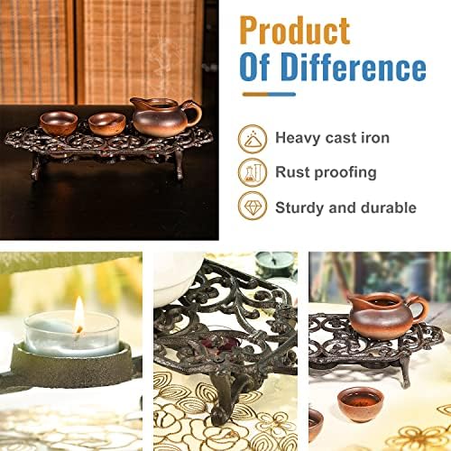 Sungmor Heavy Duty Cast Iron Teapot Dish Warmer Stable Holder for