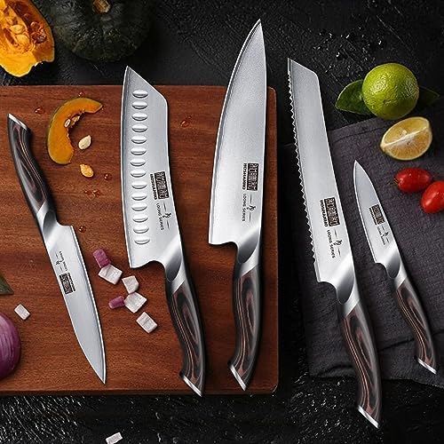 HOSHANHO 6PCS Kitchen Knife Set with Magnetic Holder