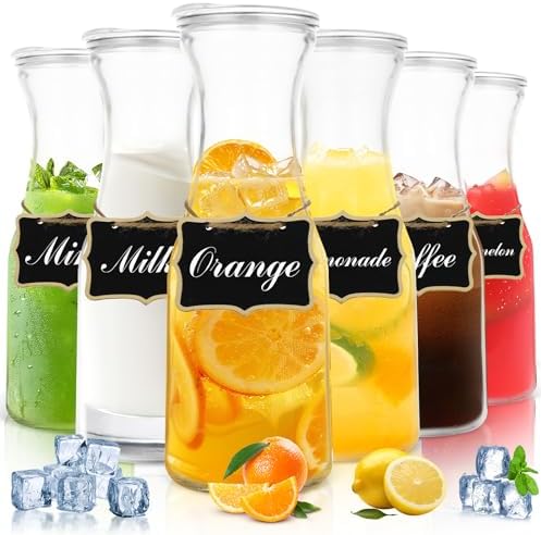 Jarsoph Glass Carafe with Lid 1 Liter Beverage Serveware Carafe Set of
