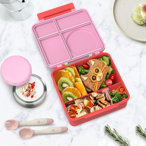 Bento Lunch Box Set for Kids, 8oz Soup Thermo, Pink