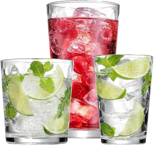 Set of 12 Elegant Everyday Stackable Drinking Glasses - Includes