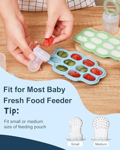 KingKam Breastmilk Popsicle Molds, Baby Fruit Feeder Teething Tray