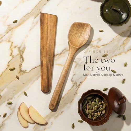 SLATE & ROYCE 2-Piece Acacia Wood Spoon and Spatula Set