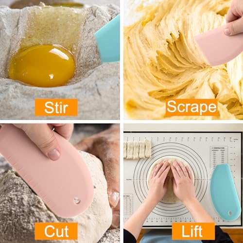 2pcs Silicone Dough Scraper, Flexible Curved Edge Bench Scraper &