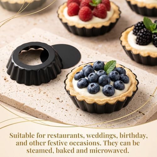 24 Pcs Mini Tart Pans, 3 Inch Tart Pan with Removable Bottom Nonstick