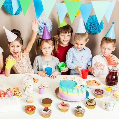 100Pcs 5oz Round Disposable Aluminum Foil Mini Cake Pans with Matching