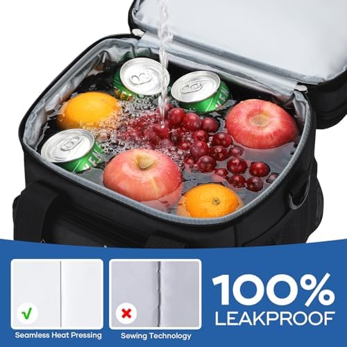 RealCool Insulated Lunch Bag, Portable Double Deck Lunch Box for Men