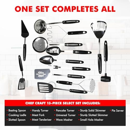 Chef Craft Select Sturdy Masher, 10.25 inch, Stainless Steel/Black