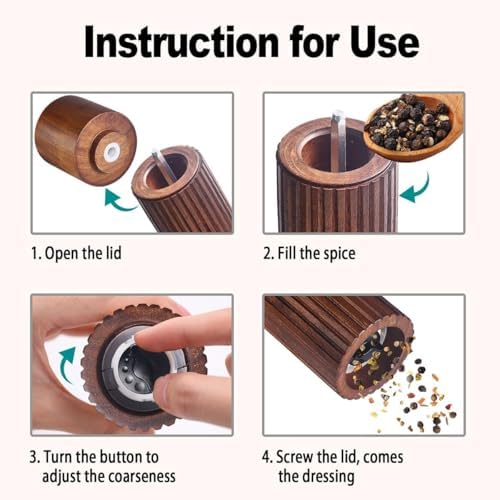 Acacia Wood Salt and Pepper Grinder Set with Matching Tray