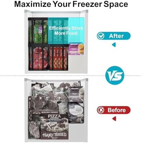 iSPECLE Freezer Organizer Bins, 2 Pack, Black