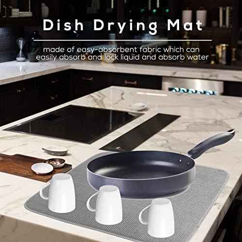 2 Pack Microfiber Dish Drying Mat,Absorbent Dish Drainer Kitchen