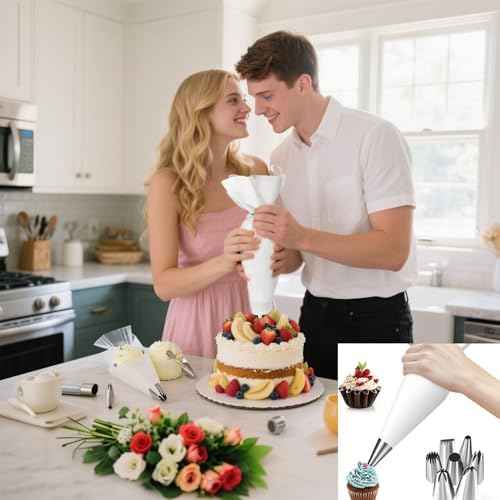 Reusable Piping Bags and Tips Set - 16inch Pastry Bags for Cake