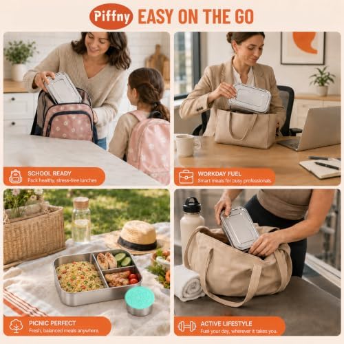 Piffny - Bento Box - Sage, 27oz / 0.8 L - Stainless Steel Lunch Box