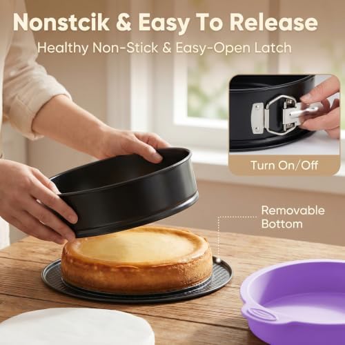 3 Pcs Springform Pan Set, 5 7 9 Inch Nonstick Spring Form Pan
