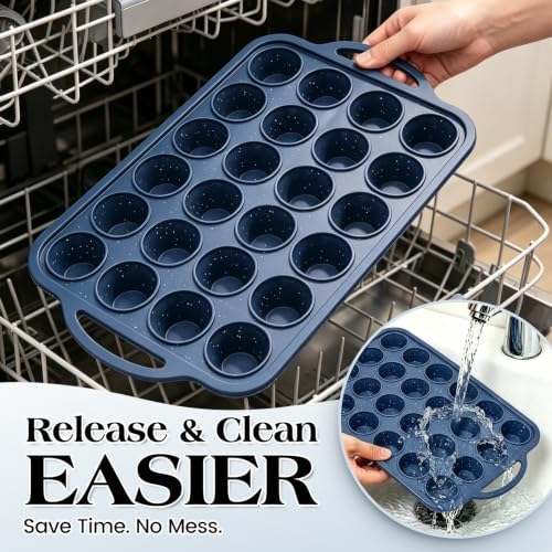 Vinino 2 Pack Mini Silicone Muffin Pan with Stainless Steel Frame