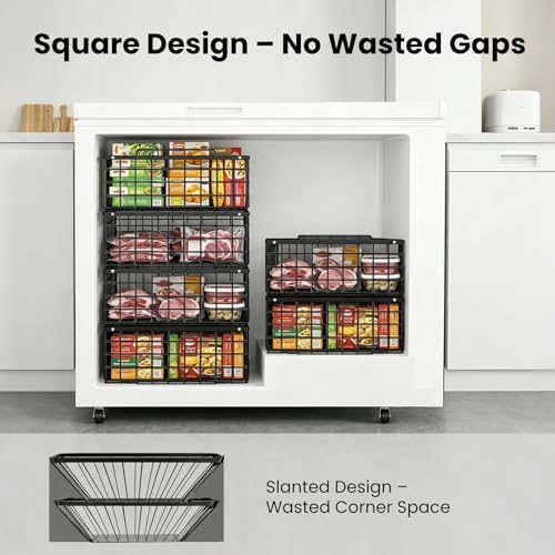Stackable Metal Freezer Organizer Baskets