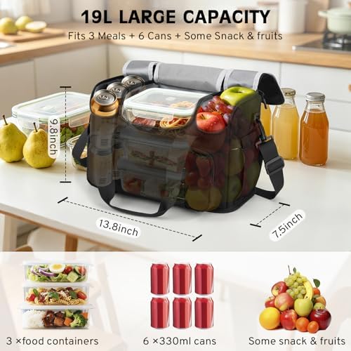 ZOMFELT Lunch Box for Men, 19L Insulated Lunch Bag with Separate