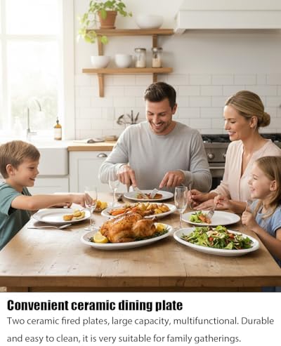White Serving Platters, 2 Pack Porcelain Serving Dishes Dinner