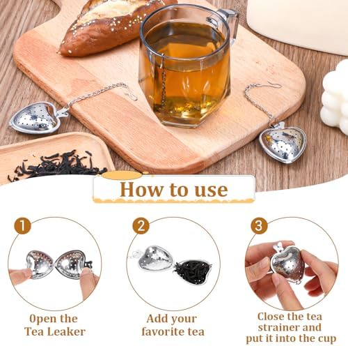 50 Pcs Tea Strainer Stainless Steel Ball Infuser Mesh Heart Shaped Tea