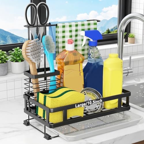 Godboat Kitchen Sink Organizer with Brush Rack and Drain Pan