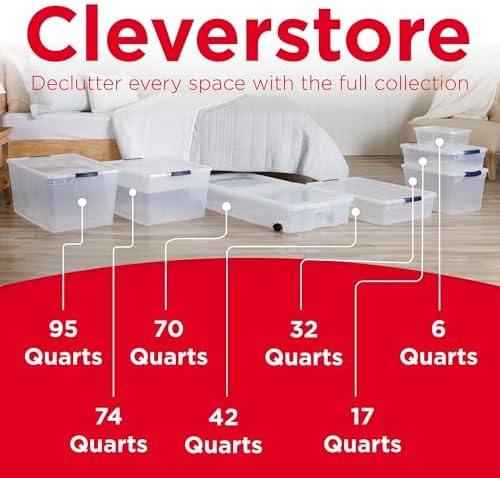 Rubbermaid Cleverstore 32 Qt Storage Bins, 6 Pack