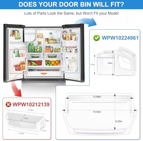 WPW10224961 Refrigerator Door Bin Shelf Replacement Compatible with