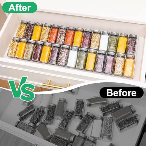 Imncya Decluttering Spice Drawer Organizer, 8-Pack Clear Seasoning