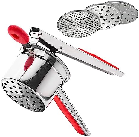 Stainless Steel Potato Ricer With 3 Discs, Heavy Duty Potato Ricer for