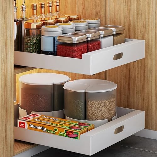 2 Pack Pull Out Cabinet Organizer Adhesive, 12" Wide,16.9" Deep Heavy