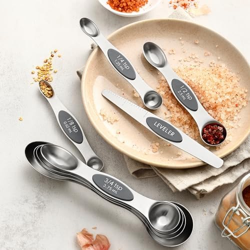 Spring Chef Dual Sided Magnetic Measuring Spoons, Set of 8 & Stainless