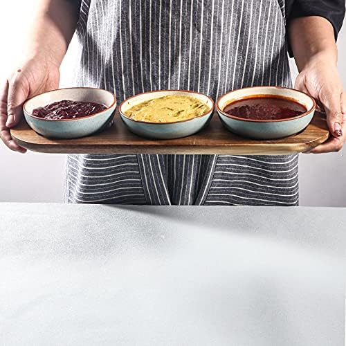 Artena 6oz Turquoise Solid Ceramic Chips and Dip Serving Platter with