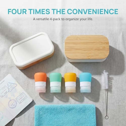 Mini Squeeze Bottles for Sauces, 4 Pack 1 oz Travel Bottles, Silicone