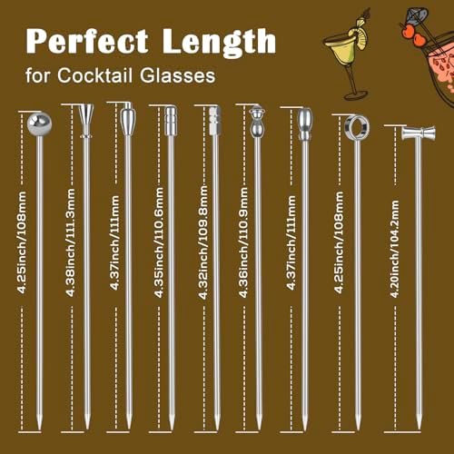Metal Martini Cocktail Picks, Olive Skewers 4.2 inch, Stainless Steel