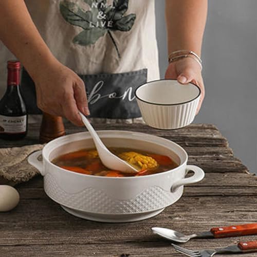 Soup Tureen with Glass Lid and Spoon Ceramic Covered Tureen for Soup