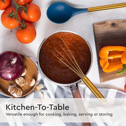 Styled Settings Gold and Navy Blue Kitchen Utensils Set, 7-Piece