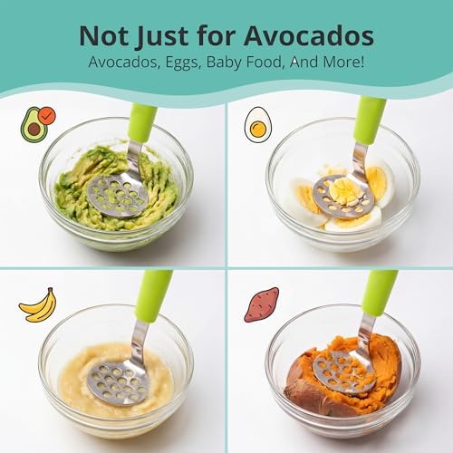 Mini Avocado Masher | Dishwash Safe | Stainless Steel (Zippy Green)