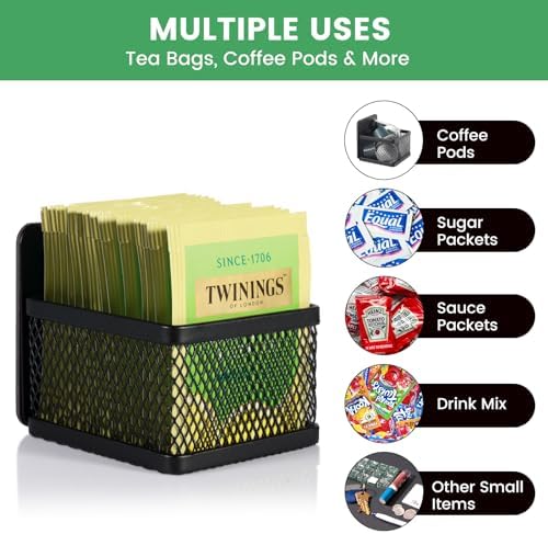 Magnetic Tea Bag Organizer, 6-Piece Metal Refrigerator Organizer