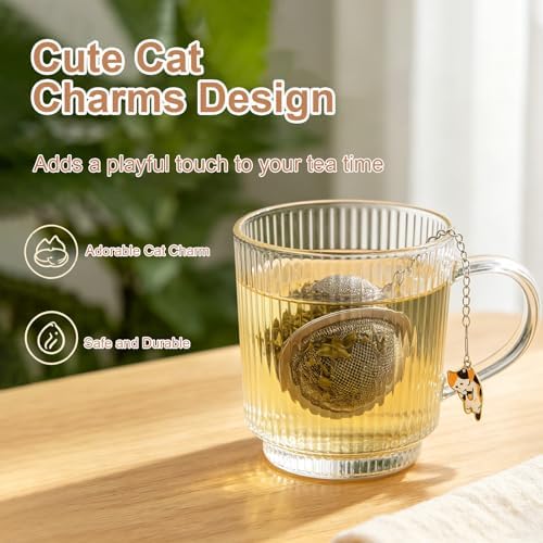 3 PCS Cat Tea Infuser Set, Stainless Steel Mesh Tea Diffuser
