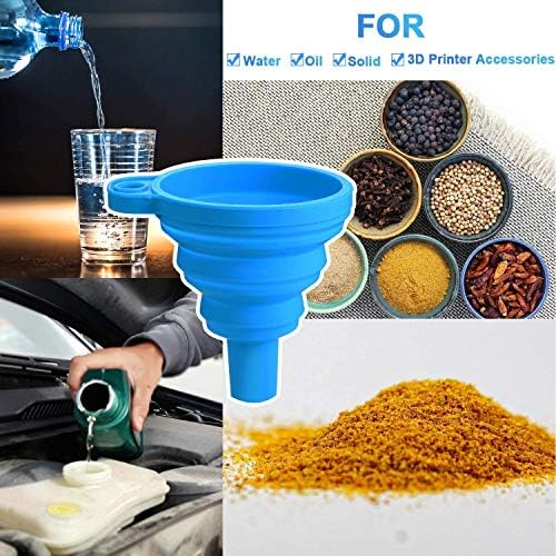 Silicone Collapsible Funnel Set 3 Pack Food Grade Funnels for Filling
