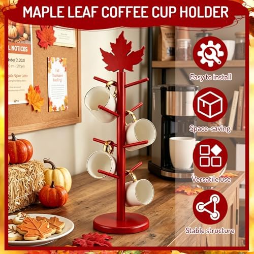 AnyDesign Fall Mug Holder Tree, Coffee Cup Holder with 8 Hooks